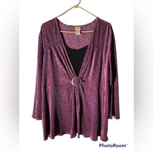 Covington Woman Plus Size Purple Speckled Blouse Sz 20-22 W